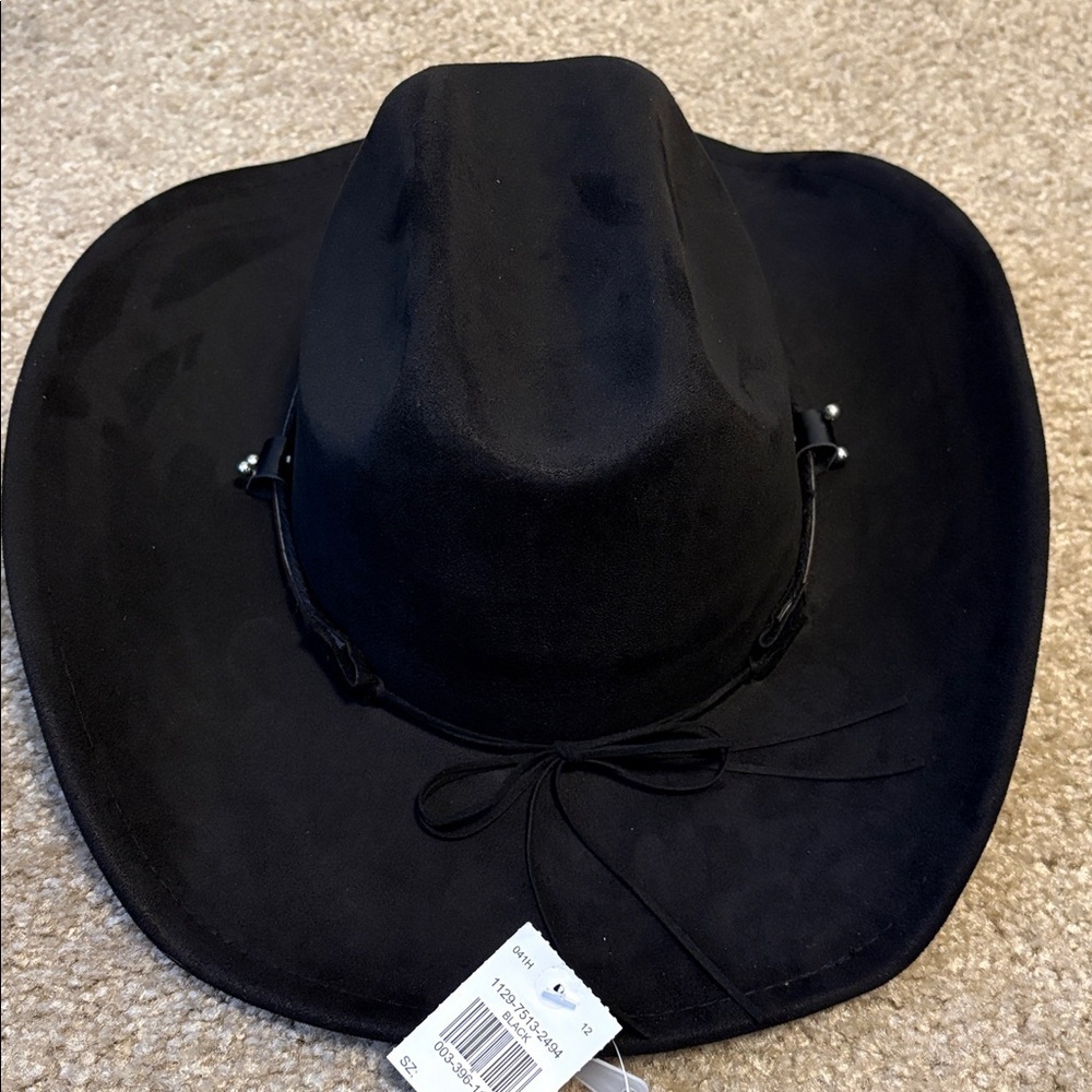 Black Faux Suede Western Cowboy Hat